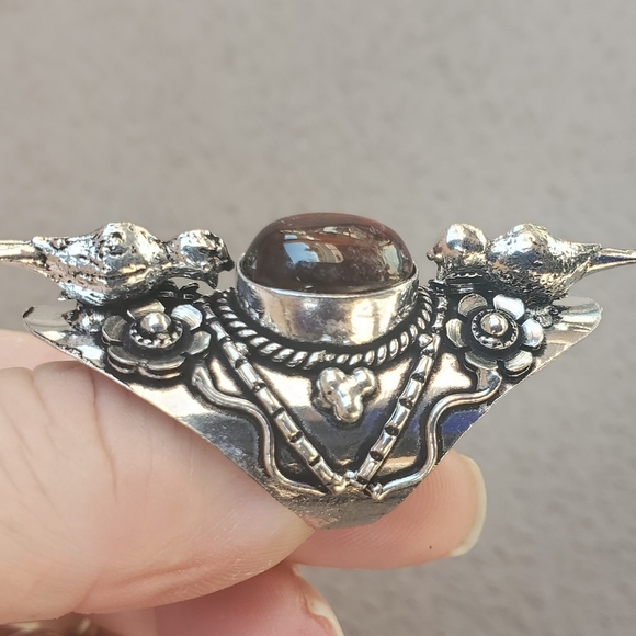 New Unique Red Tiger Eye 2 Birds 925 Silver Statement Ring. - Picture 15 of 15